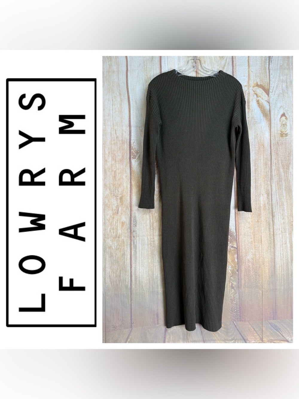 💵Lowry’s Farm Brown Ribbed Knit Maxi Dress Size F